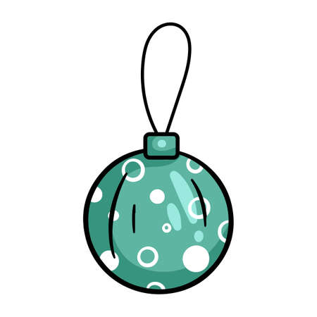 Christmas ball. Vector editable illustration isolated on white background, cartoon style.のイラスト素材