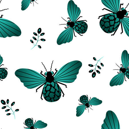 Seamless pattern of gradient and black butterflies. Template for the design of fashionable fabrics, home textiles, clothing, paper, wallpaper, unusual packaging, curtains. vector illustration.のイラスト素材