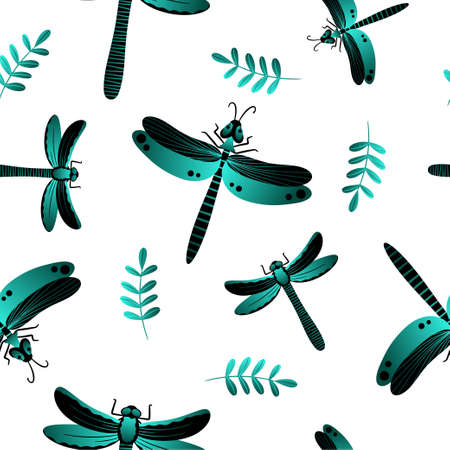 Seamless pattern of gradient and black butterflies. Template for the design of fashionable fabrics, home textiles, clothing, paper, wallpaper, unusual packaging, curtains. vector illustration.のイラスト素材