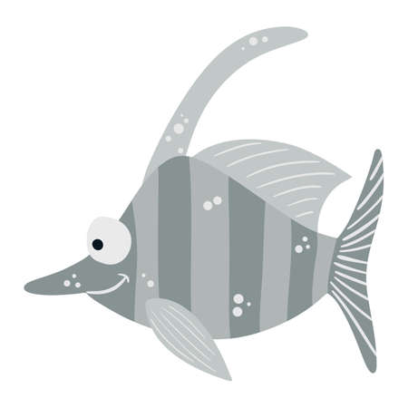 seafish. cute underwater character. A tropical underwater aquatic creature. Vector illustration on a white background in cartoon style.のイラスト素材