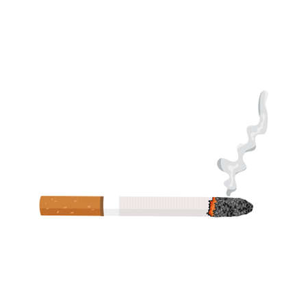 Smoldering cigarette with smoke. Vector illustration isolated white background.のイラスト素材
