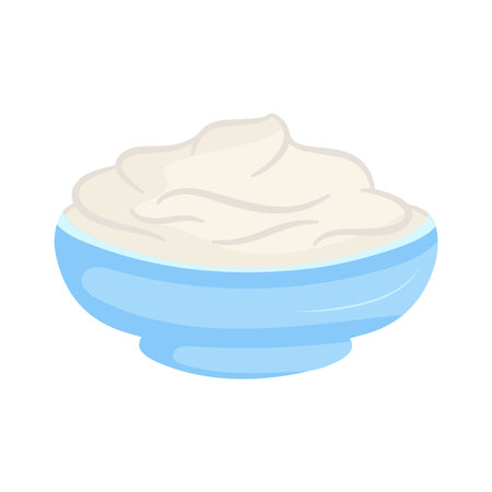 Sour cream on plate. Vector illustration isolated on white backgroundのイラスト素材