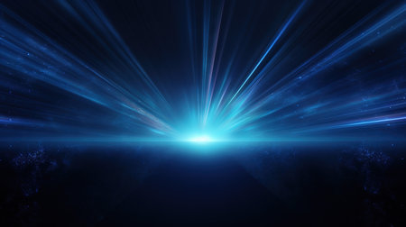 Blue rays of light, abstract background. AI generative.の素材