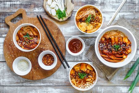 A set of Korean food is served warm.の写真素材