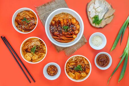 A set of Korean food is served warm.の写真素材