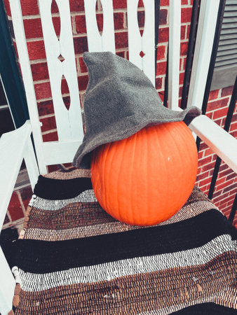 Fall things, pumpkins, hot chocolate and balloons.の写真素材