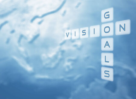 Vision and Goals on asia map in backgroundの写真素材