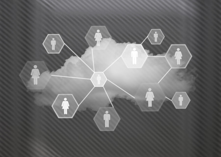 social network concept with cloud backgroundの写真素材