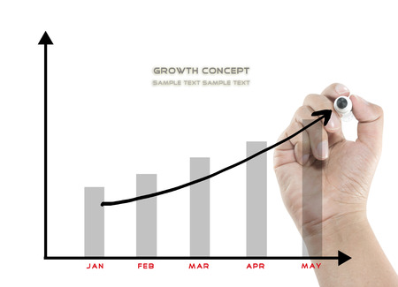 drawing a graph with handの写真素材