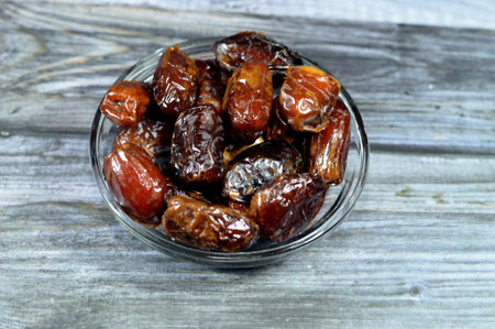 Ajwa dates, a cultivar of the palm date that is widely grown in Medina, Saudi Arabia., an...