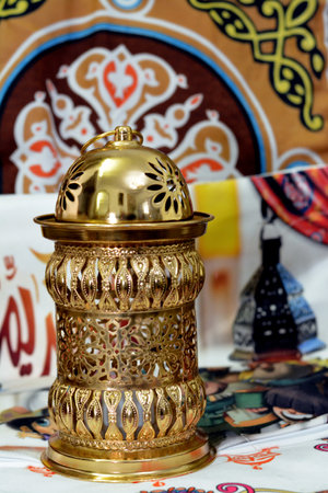 Ramadan Lantern lamp or Fanous Ramadan as a festive celebration of the Islamic fasting days in Arabian Islamic countries, religion holy fast days among Muslims, selective focusの写真素材