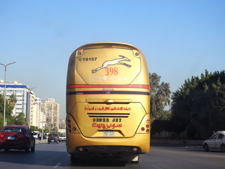 Cairo, Egypt, September 10 2023: Super Jet bus, Superjet lines, formally  The Arab Union for Land Transport Company, a large common carrier of passengers by bus in Egypt and a number of Arab countriesのeditorial素材
