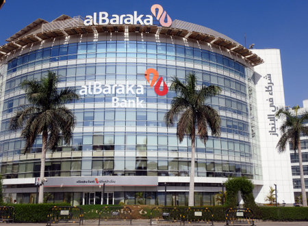 Cairo, Egypt, September 28 2023: alBaraka bank Egypt, Al Baraka Group B.S.C, al Baraka, a leading international Islamic financial group for financial services, its banking subsidiaries in 15 countriesのeditorial素材