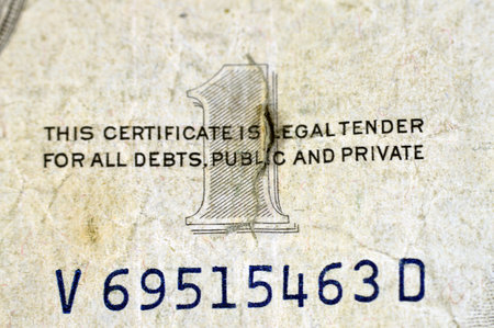 A detailed closeup of the Obverse side of 1 one dollar bill banknote series 1935 with the portrait...