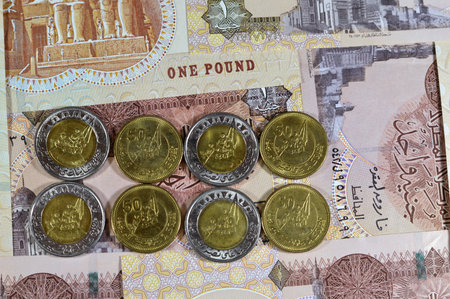 Egyptian pound 1 LE EGP and 50 piaster coin, Commemorative issue, 50 years on October Victory Golden...