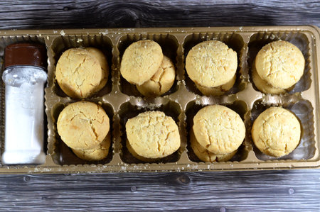 Traditional Arabic cookies for celebration of Islamic holidays of El-Fitr feast, Egyptian Kahk...