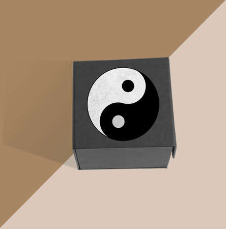 Box with Yin and Yang sign. Abstract designの写真素材