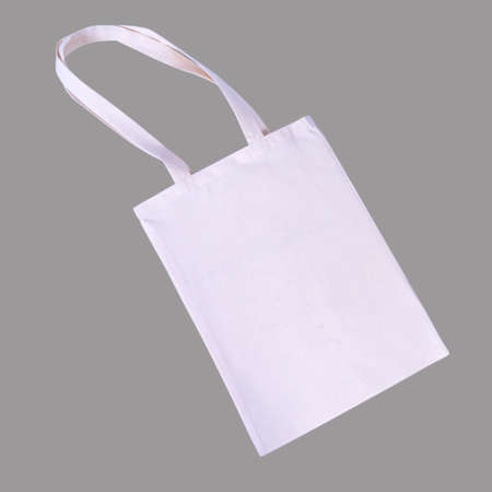 white tote bag canvas. Isolated on gray background.の写真素材