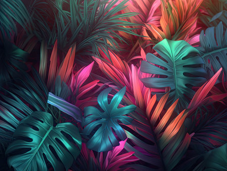 Tropical background with palm leaves. Vector illustration. EPS 10の素材