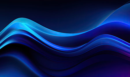 abstract blue background with smooth lines, futuristic wavy illustration.の素材