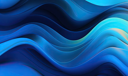 Abstract blue wavy background. 3d rendering, 3d illustration.の素材