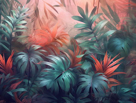 Tropical background with palm leaves. Vector illustration. Eps 10の素材