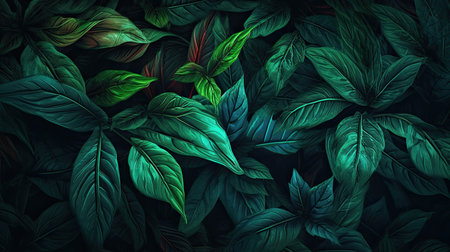 Green leaves texture background. 3d rendering, 3d illustration.の素材