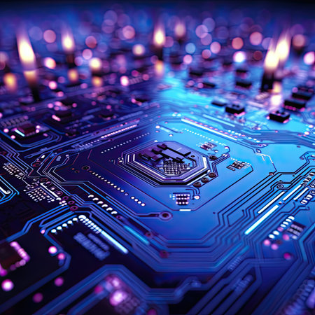 Circuit board close up. Technology background. 3d rendering.の素材