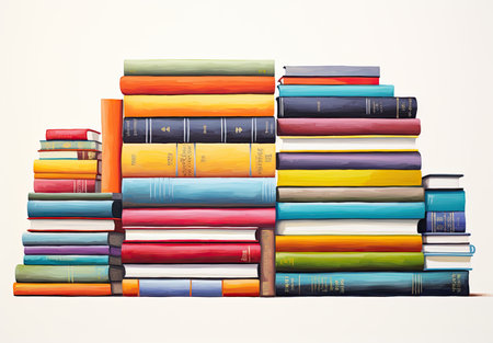 Pile of colorful books isolated on white background. Vector illustration.の素材