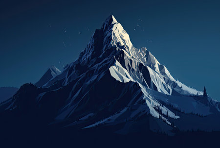 Mountains in the evening. Vector illustration of a mountain landscape.の素材