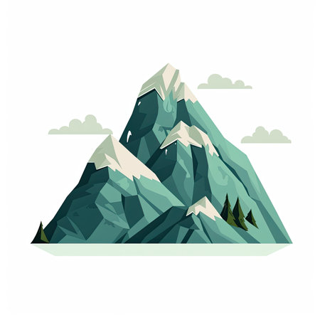 Mountains. Vector illustration in flat style isolated on white background.の素材