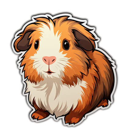 Cute guinea pig sticker on white background. Vector illustration.の素材