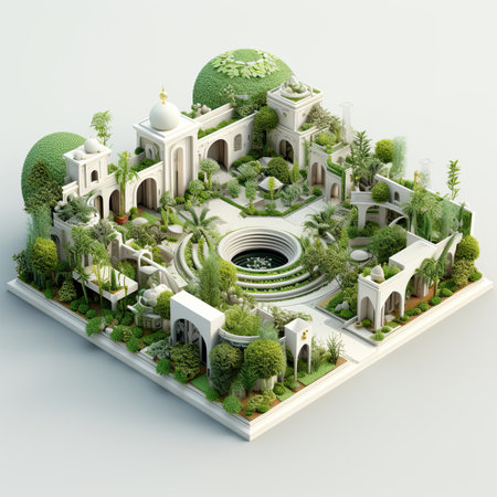 3D model of the mosque in the form of a small gardenの素材
