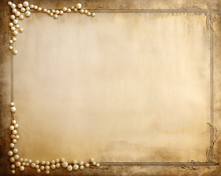 Old paper background with pearls and frame for your text or imageの素材