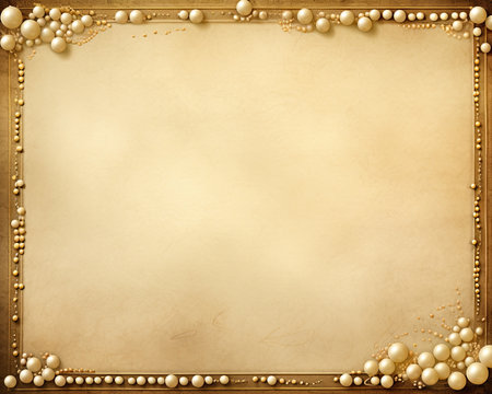 Old paper background with pearls and beads. Copy space for text.の素材