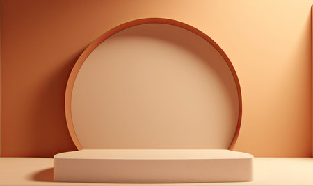 Abstract minimal scene with geometrical forms. Brown background. 3d renderの素材