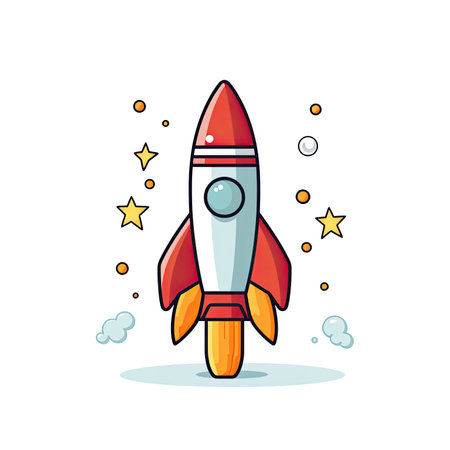 Rocket icon. Flat vector illustration. Isolated on white background.の素材
