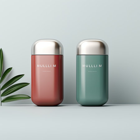 Cosmetic bottle mockup isolated on gray background. 3d illustrationの素材