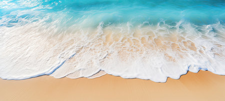 Tropical beach with wave and sand panorama, summer backgroundの素材