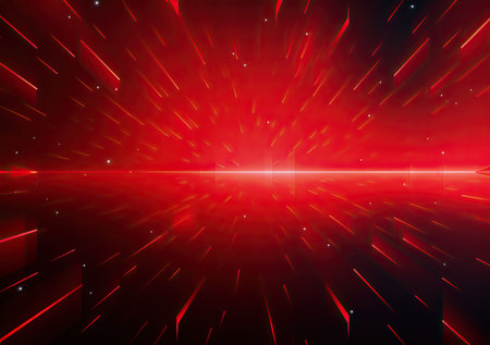 Abstract red background with rays and space for text. Vector illustration.の素材