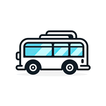 Bus icon in flat style. Transport vector illustration on white background.の素材