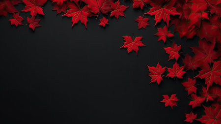 Autumn background with maple leaves on black background. Vector illustration.の素材