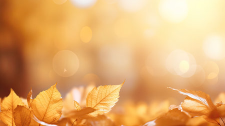 Autumn leaves on bokeh background. Fall season concept.の素材