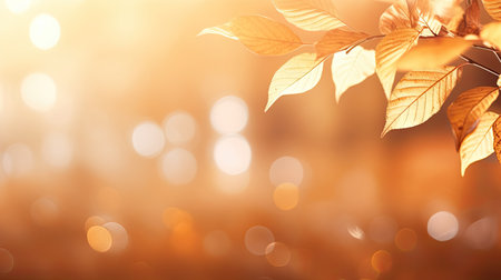 Autumn leaves on bokeh background. Fall season background.の素材