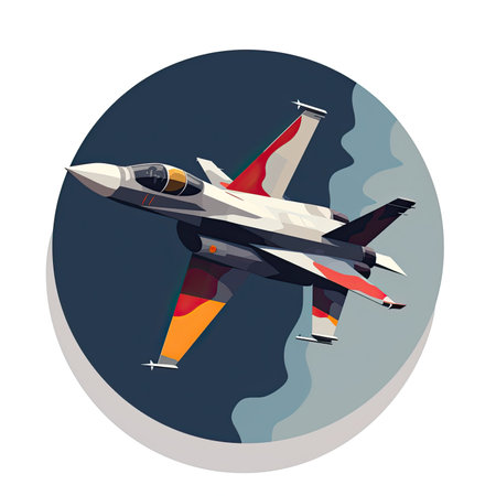 Fighter jet fighter. Vector illustration in flat style on white background.の素材