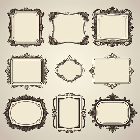 Vintage frames set. Collection of vintage frames. Vector illustration.の素材