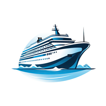 Cruise ship vector icon isolated on white background. Luxury cruise liner illustration.の素材