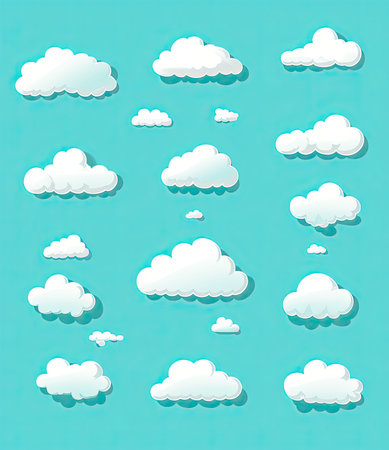 Clouds icons set. Flat design. Vector illustration. Eps 10の素材