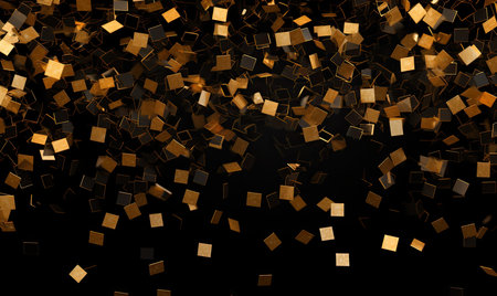 abstract background made of gold cubes on black. 3d renderの素材
