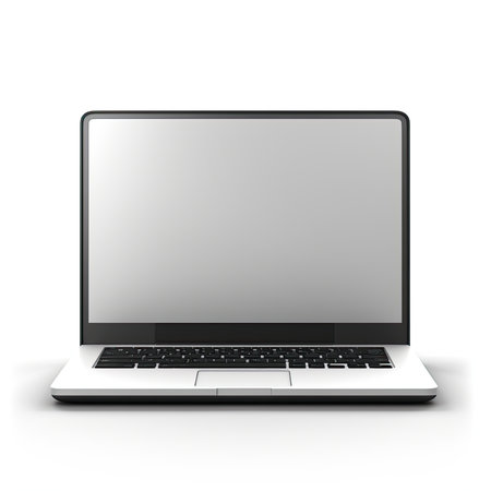 Laptop with blank screen isolated on white background. Vector illustration.の素材